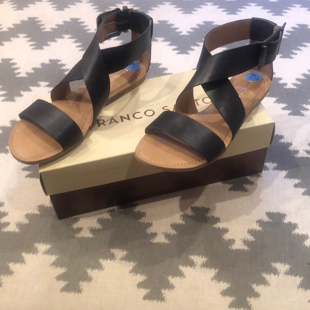Franco Sarto black Juliana leather sandals, 7.5M